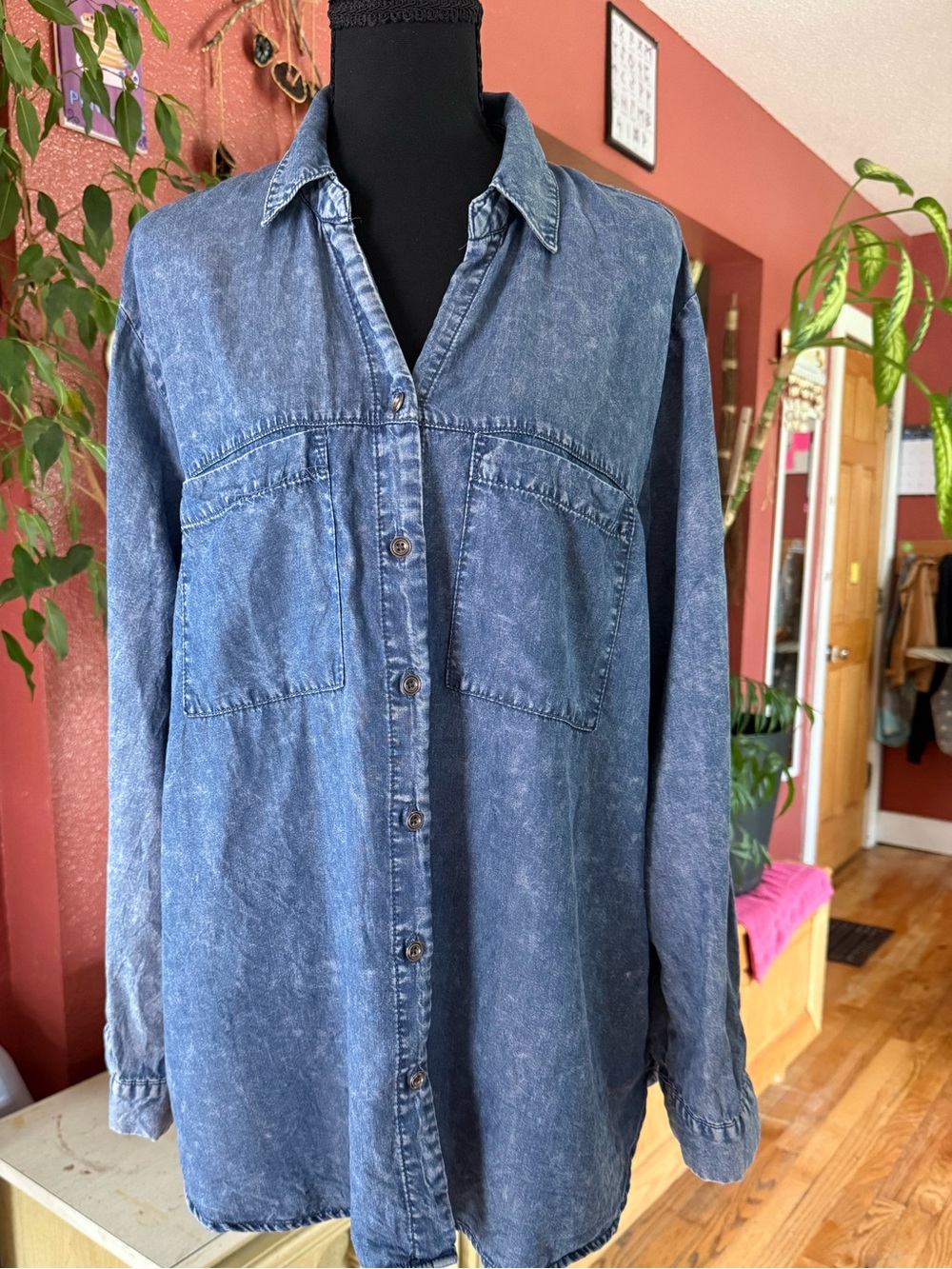 Jane and Delancey Light Blue Denim Button-Up Shirt